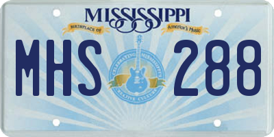 MS license plate MHS288