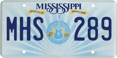 MS license plate MHS289