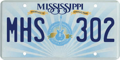 MS license plate MHS302