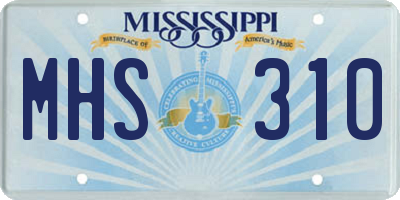MS license plate MHS310