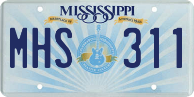 MS license plate MHS311