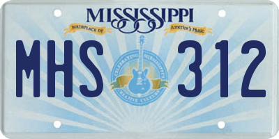 MS license plate MHS312