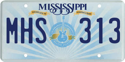 MS license plate MHS313