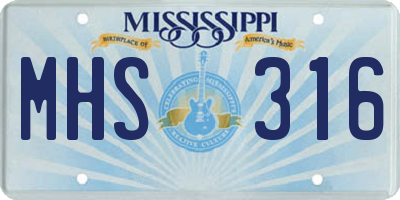 MS license plate MHS316