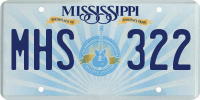 MS license plate MHS322