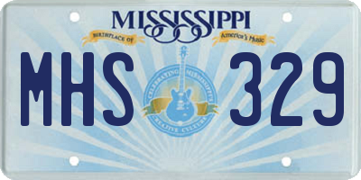 MS license plate MHS329