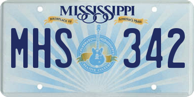 MS license plate MHS342