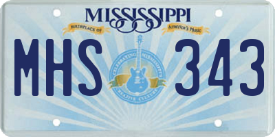 MS license plate MHS343