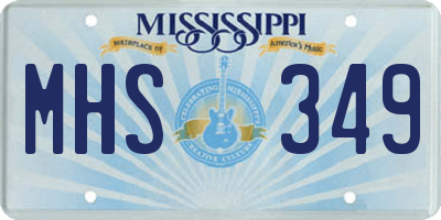 MS license plate MHS349