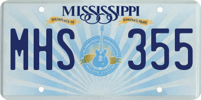 MS license plate MHS355
