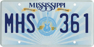 MS license plate MHS361