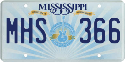 MS license plate MHS366