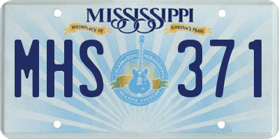 MS license plate MHS371