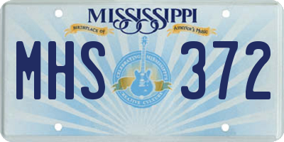 MS license plate MHS372