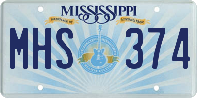 MS license plate MHS374