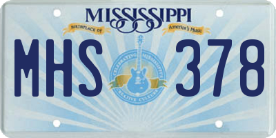MS license plate MHS378