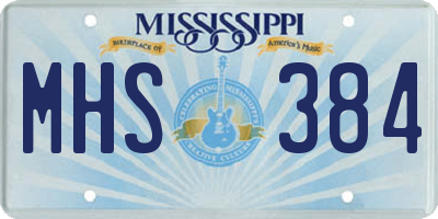 MS license plate MHS384