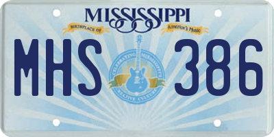 MS license plate MHS386