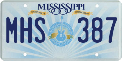 MS license plate MHS387