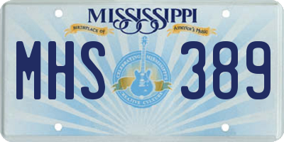 MS license plate MHS389