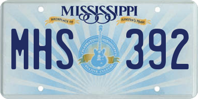 MS license plate MHS392
