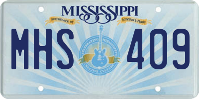 MS license plate MHS409