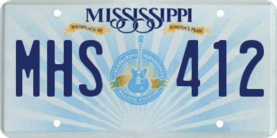 MS license plate MHS412