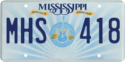 MS license plate MHS418
