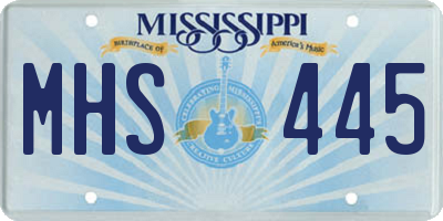 MS license plate MHS445