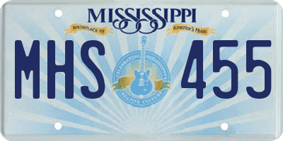 MS license plate MHS455