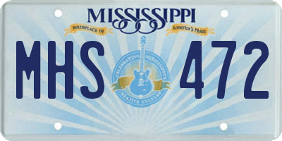 MS license plate MHS472
