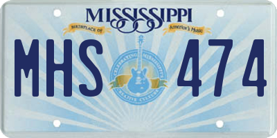MS license plate MHS474