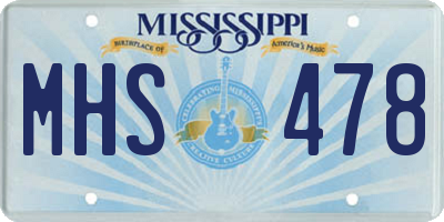 MS license plate MHS478