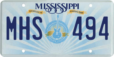 MS license plate MHS494