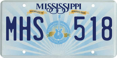 MS license plate MHS518