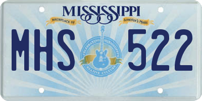 MS license plate MHS522