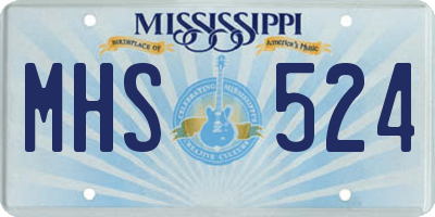 MS license plate MHS524