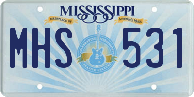 MS license plate MHS531