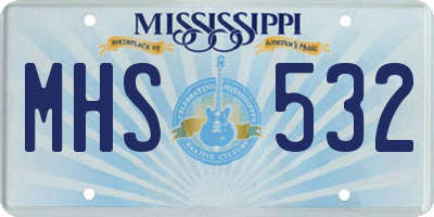 MS license plate MHS532
