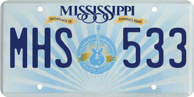 MS license plate MHS533