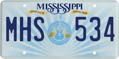 MS license plate MHS534
