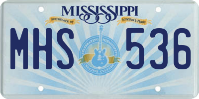 MS license plate MHS536
