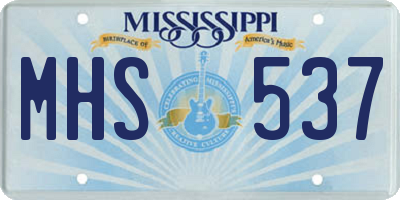 MS license plate MHS537