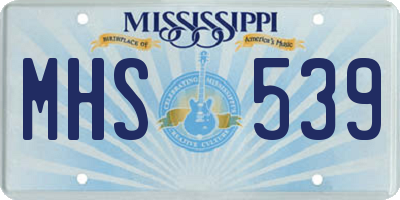 MS license plate MHS539