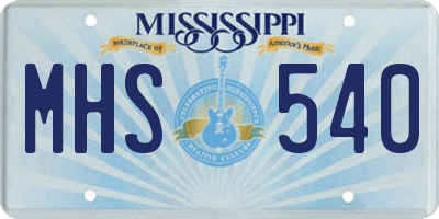 MS license plate MHS540