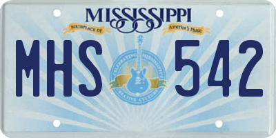 MS license plate MHS542