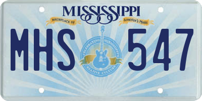 MS license plate MHS547