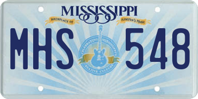 MS license plate MHS548