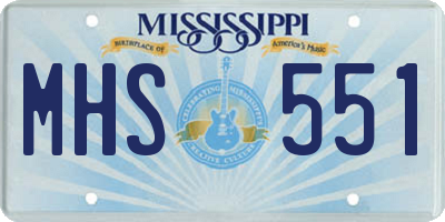 MS license plate MHS551