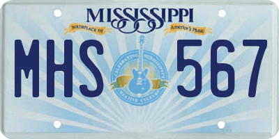 MS license plate MHS567